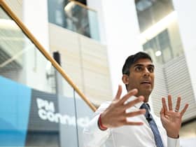 Rishi Sunak, pictured taking questions at Teesside University in Darlington yesterday (Picture: Oli Scarff/WPA pool/Getty Images)