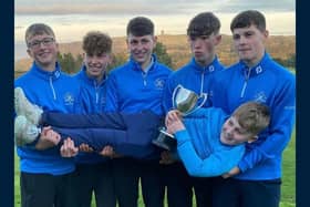 Turnhouse celebrate winning the  Scottish final of Junior Team Golf Home Nations Inter-Club Championship at Duff House Royal. Picture: Pete Mitchell