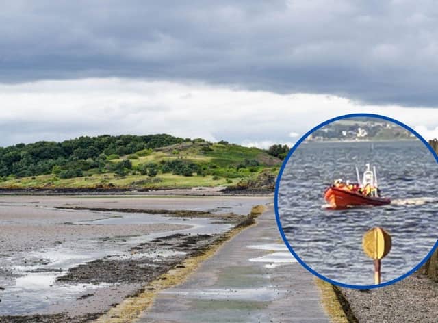 Three people had to be rescued by HM Coastguard after becoming stranded on Cramond Island this afternoon.