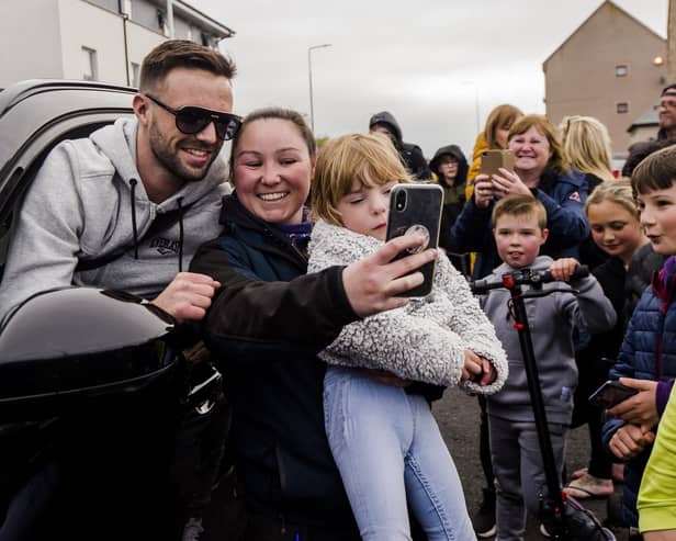 Josh Taylor received a rapturous reception when he arrived home to Prestonpans as the undisputed world champion. Picture: Euan Cherry