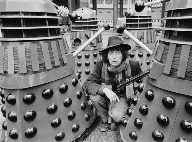 Dr Who, played by the great Tom Baker, with some not-so-scary Daleks (Picture: Evening Standard/Hulton Archive/Getty Images)