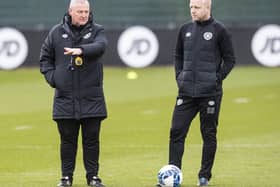 Hearts technical director Steven Naismith and head coach Frankie McAvoy during a training session. Pic: SNS