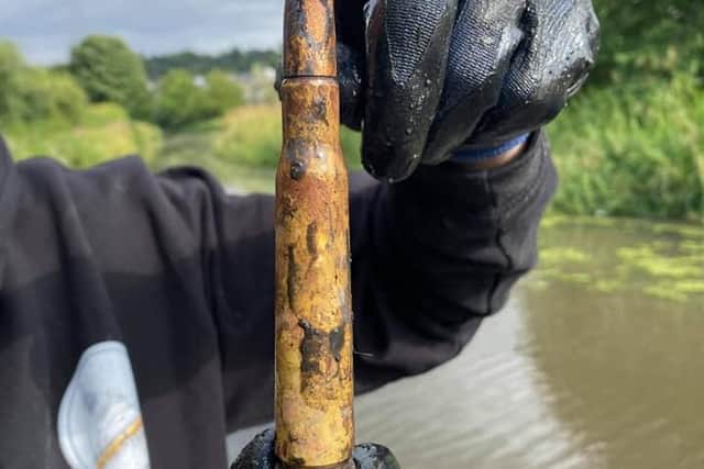 The .50 Cal round which was found in Edinburgh's Union Canal this week.
