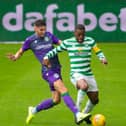Ben Stirling challenges Olivier Ntcham during a Hibs-Celtic pre-season match earlier this year.