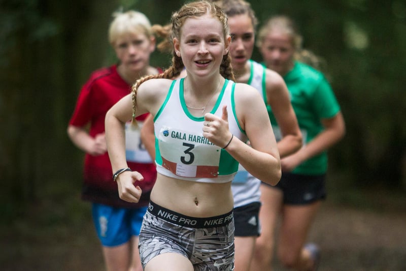 Gala Harrier Poppy Lunn competing in the Eildon junior hill race over 4km, finishing ninth overall in 26:45