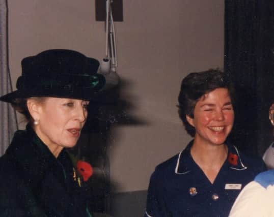 Anne Laing with Princess Alexandra, who opened the Eye Pavilion in 1969, when she returned to mark its 25th anniversary