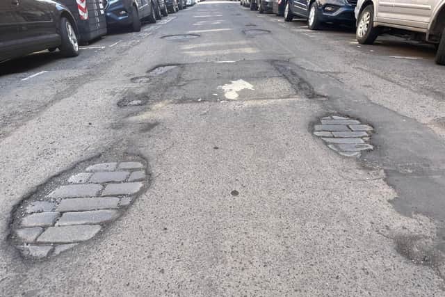 Temple Park Crescent is riddled with potholes and "looks like a bomb site", says Trevor Buck who uses the road regularly - but it does not feature in the council's resurfacing programme