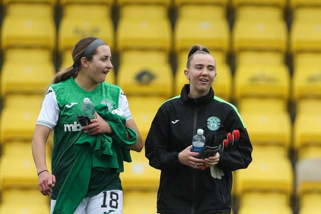 Alexa Coyle, left, and Emily Mutch are among those departing the club. Picture: Hibernian Women