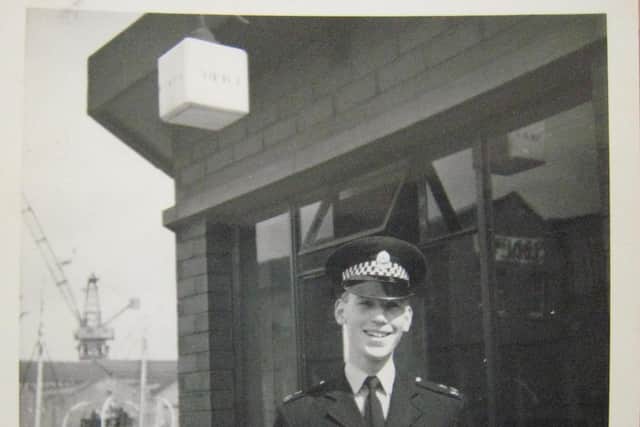 Alex as a police officer on duty at Leith Docks in 1961 or 1962