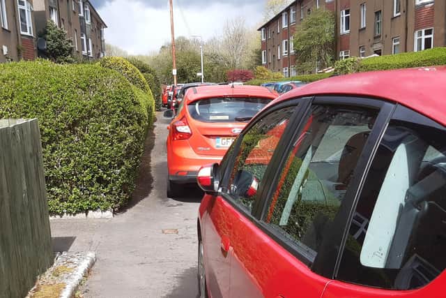 Pavement parking on a Glasgow street this week. Picture: The Scotsman