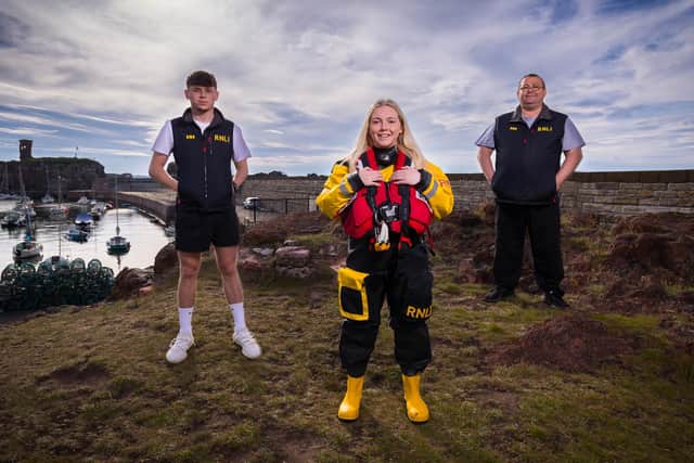 Saving lives is a family affair for Jodie Fairbairn with brother Kieran and RNLI coxswain dad Gary
Pic: Nick Mailer