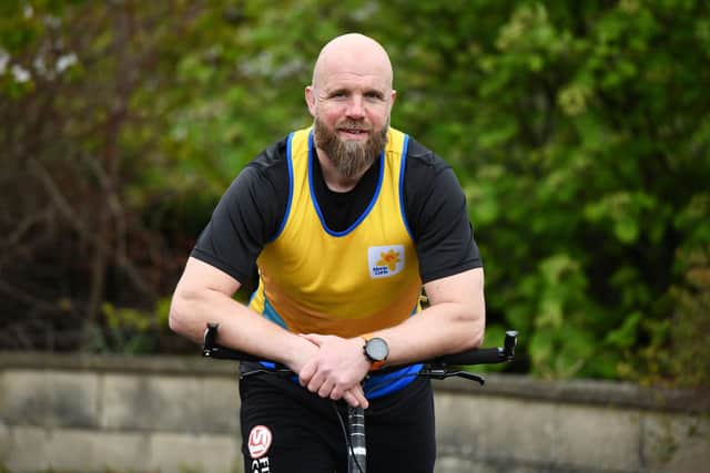 His record breaking attempt has seen Stuart raise over £7700 for Marie Curie in memory of his late wife Eva.  Pic: Michael Gillen.