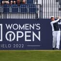 Catriona Matthew hits the historic first shot in the AIG Women's Open at Muirfield. Picture: Charlie Crowhurst/Getty Images.