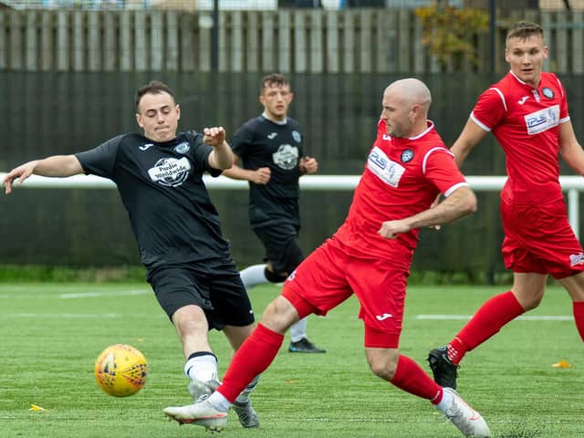 Action from Penicuik's win over Blackburn United (pic: Fiona McGinty)
