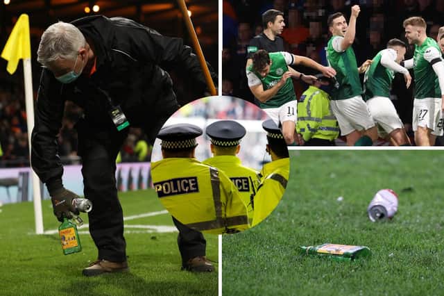 Hibs are looking into the incident while Police Scotland have launched an investigation