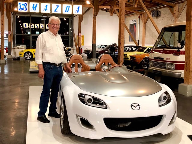 One of, if not THE, most modern cars in the collection. The MX-5 Superlight concept from 2009 is based on a Mk3 MX-5, and previewed the weight-saving measures which would be applied to the Mk4 mode, more than five years later. Mazda demonstrated the Superlight on the hillclimb at the 2010 Goodwood Festival of Speed. The car still sports the sticker from the day. It’s one of Walter’s favourite models in the museum, which was why he chose it to to be photographed next to. Walking towards it, and smiling, he whispered: “We’re actually borrowing this from Mazda, because they’re not allowed to sell it to us. But I’m just keeping quite, and hoping they forget all about it.”
