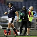 Scotland's Zander Fagerson leaves the field after being shown a red card against Wales. Picture: Jane Barlow/PA Wire