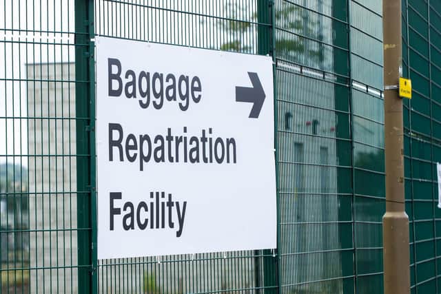 Passengers whose luggage was handled by Swissport can now attend a temporary baggage facility at the Royal Highland Centre to collect delayed bags. , Picture Lisa Ferguson