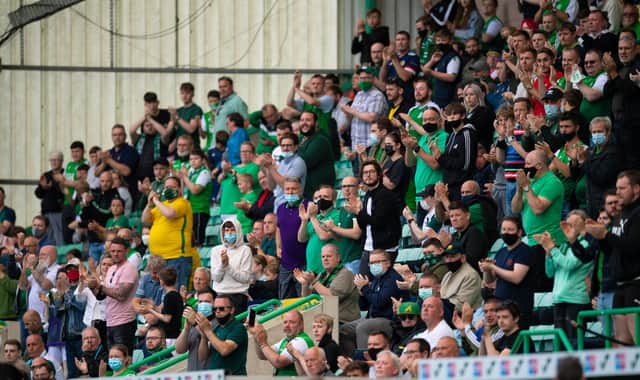 Hibs fans in attendance at the recent friendly clash with Arsenal. Picture: SNS