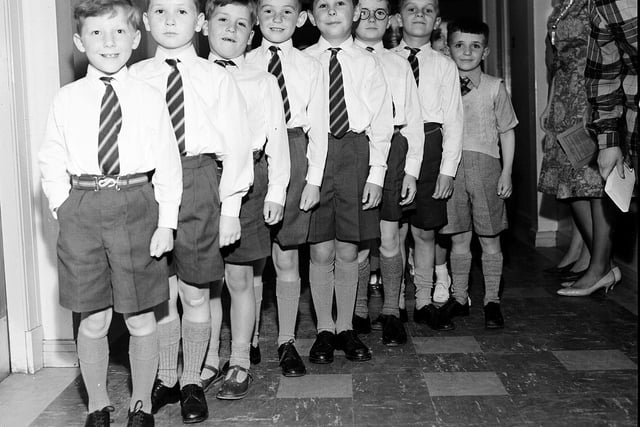 Oxgang School pupils line up before taking part in the festival in 1963.