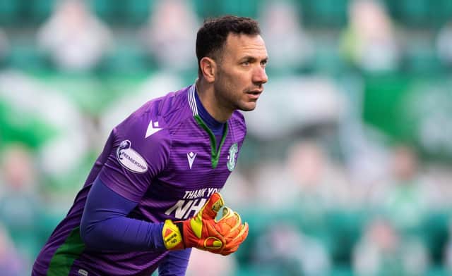 Ofir Marciano in action for Hibs. The goalkeeper's contract is up in the summer although the Easter Road side are keen to retain his services