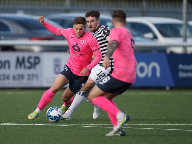 Jamie Gullan playing for Raith Rovers against Queen's Park, another of his old sides, at Ochilview Park earlier this month. Picture: Ian Cairns