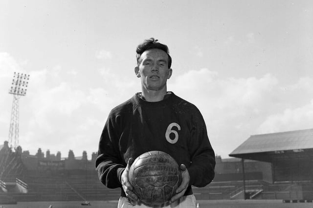 Hearts player John Cumming is pictured at Tynecastle in March 1960. He'd just been selected to play for Scotland against England at Hampden.