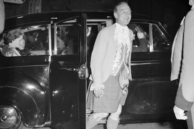 Secretary of State for Scotland Sir Michael Noble arriving at the Edinburgh Military Tattoo in 1963.
