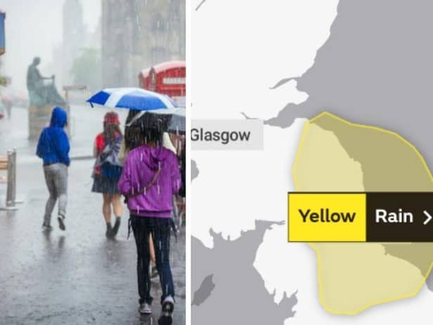 Yellow weather warning for rain in the Lothians as flooding and travel disruption likely.