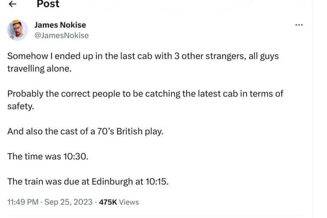 James Nokise described his 'ridiculous' journey to Edinburgh in a cab