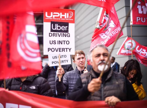 Uber drivers protest outside the Uber offices in London in 2019 (Photo: Peter Summers/Getty Images)