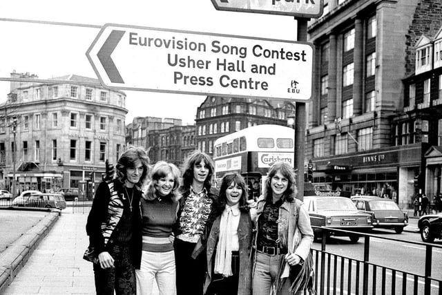 The New Seekers, representing the United Kingdom, make their way to the Usher Hall for the Eurovision Contest, held in Edinburgh,  March 1972.