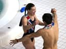 Grace Reid, pictured with Tom Daley, has been named in the Great Britain diving team for the Tokyo Olympics. (Photo by Alex Pantling/Getty Images)