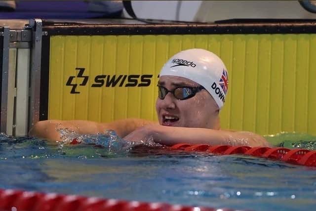 Sam Downie finishing seventh in the world for his 400 m freestyle race