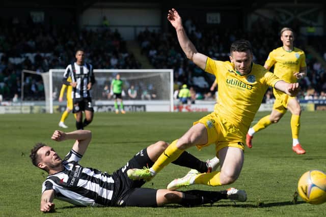 St Mirren, right, had a strong game for Hibs at centre-back. Picture: SNS