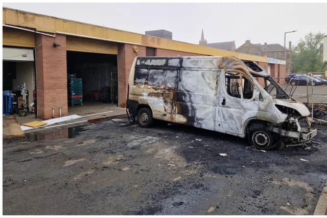 Cyrenians say the van was torched around 10.30pm on Sunday, outside their FareShare Depot in Jane Street, Leith.