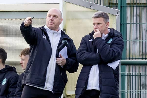 Steve Kean, left, and Gareth Evans look after the Hibs reserve and under-18 teams