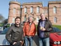 The trio during filming in Scotland for the Amazon Prime series The Grand Tour. Picture: SWNS