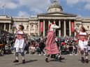 Morris folk dancers perform during Feast of St George celebrations in Trafalgar Square on Sunday, but more could be done (Picture: Hollie Adams/Getty Images)