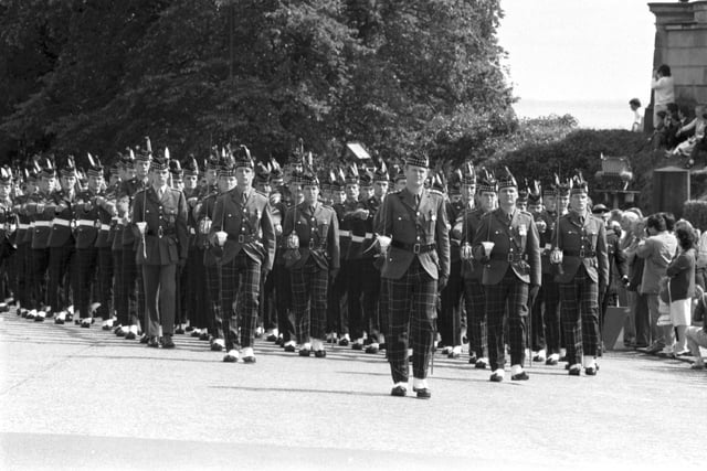 The King's Own Scottish Borderers regiment parade, in Edinburgh, during their their 300th anniversary celebrations in August 1989.