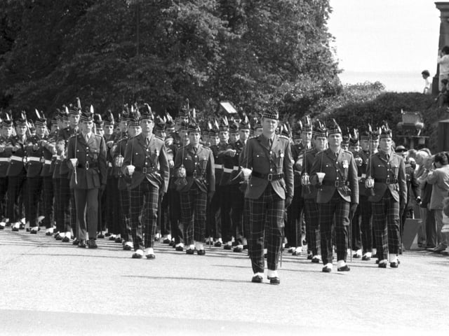 The King's Own Scottish Borderers regiment parade, in Edinburgh, during their their 300th anniversary celebrations in August 1989.