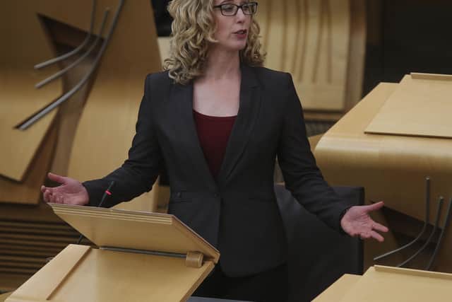 Scottish Green Party Co Leader Lorna Slater speaking at the Scottish Parliament in Holyrood.