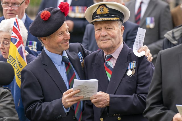 Captain Duncan Ferguson, aged 82 (right), with his son Captain Angus Ferguson, joined military personnel, alongside other Falklands veterans and members of the wider armed forces community, to remember the 40th anniversary of the end of the conflict, during a parade and service of remembrance in Edinburgh.