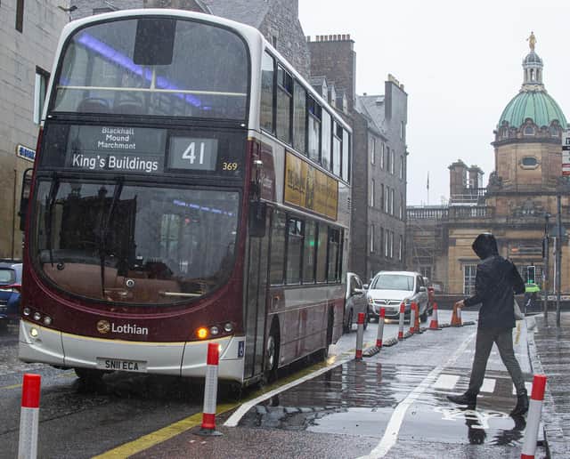 Floating bus stops - which put a cycle lane between the pavement and the bus making access tricky for some - have been a feature of Edinburgh's Spaces for People vision. PIC: Lisa Ferguson.