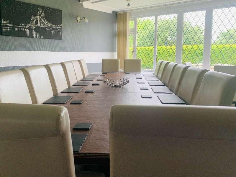 There is plenty of space in the dining room.
