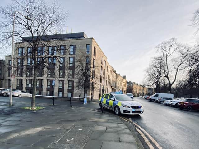 Brunswick Street in Edinburgh has been taped off by police