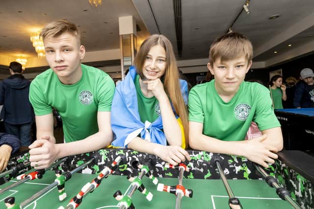 The kids recently attended a Hibs match at Easter Road, where they were the guests of honour. Photo by Alan Rennie.