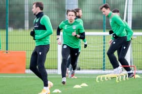 Midfielder Scott Allan has taken part in some light training with the Hibs first team squad. Photo by Mark Scates / SNS Group