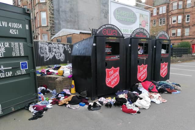 Clothes were seen strewn around the Jock's Lodge depot. Picture: Allan Crow