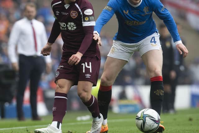 Cammy Devlin keeps Rangers' John Lundstram at bay in the Scottish Cup final. Picture:  Craig Foy / SNS